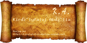 Királyfalvi Abélia névjegykártya